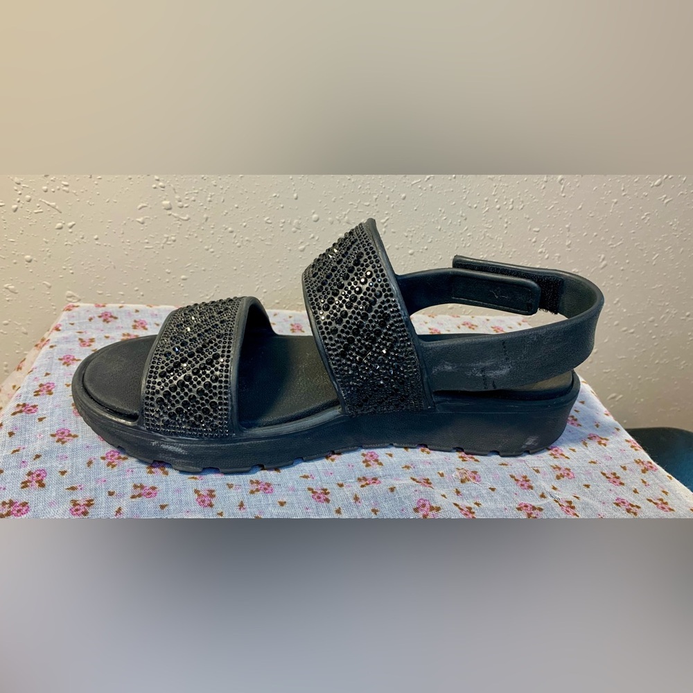 Sketchers Foamies Arch Fit Black Rhinestone Sandals - Picture 5 of 12